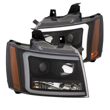 Load image into Gallery viewer, ANZO 07-14 Chevy Tahoe Projector Headlights w/ Plank Style Design Black w/ Amber - GTR Auto
