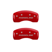 Load image into Gallery viewer, MGP 4 Caliper Covers Engraved Front &amp; Rear Ridgeline Red Finish Silver Char 2017 Honda Ridgeline