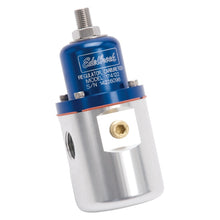 Load image into Gallery viewer, Edelbrock Fuel Pressure Regulator Carbureted 160 GPH 5-10 PSI 3/8In In/Out Returnless Blue/Clear