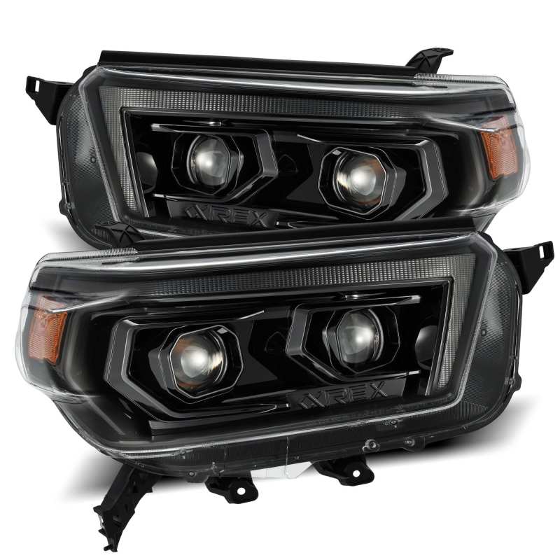 AlphaRex 10-13 Toyota 4Runner LUXX LED Proj Headlights Plank Style Alpha Black w/Seq Signal/DRL - GTR Auto