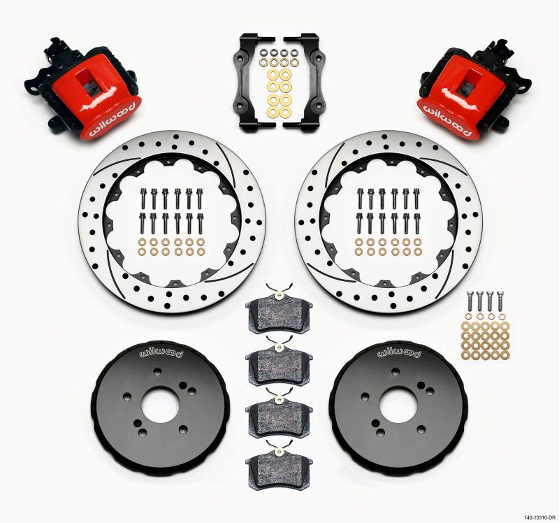 Wilwood Combination Parking Brake Rear Kit 12.88in Drilled Red Honda S2000 - GTR Auto