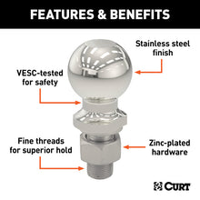Load image into Gallery viewer, Curt 2in Trailer Ball (3/4in x 2-1/8in Shank 3500lbs Stainless Packaged)
