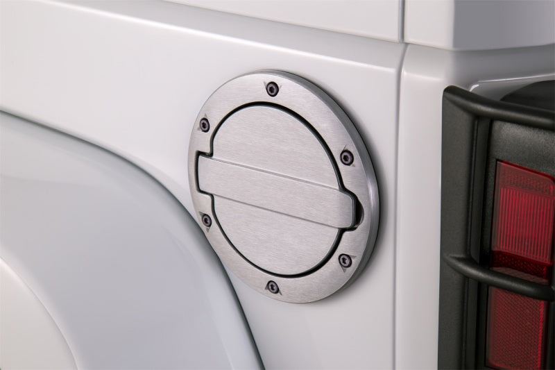 AMP Research 2007-2017 Jeep Wrangler JK 2/4 Door Fuel Door - Brushed - GTR Auto