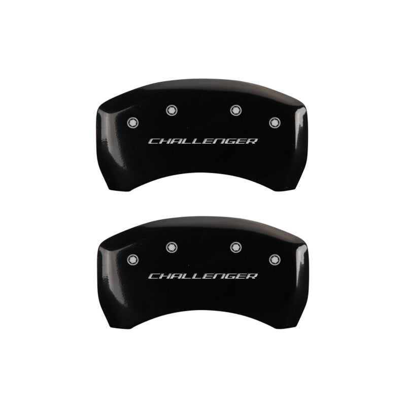 MGP 4 Caliper Covers Engraved Front & Rear Block/Challenger Black finish silver ch - GTR Auto