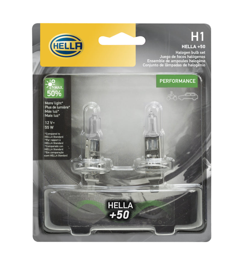 Hella Bulb H1 12V 55W P145S T25 +50 (2) - GTR Auto