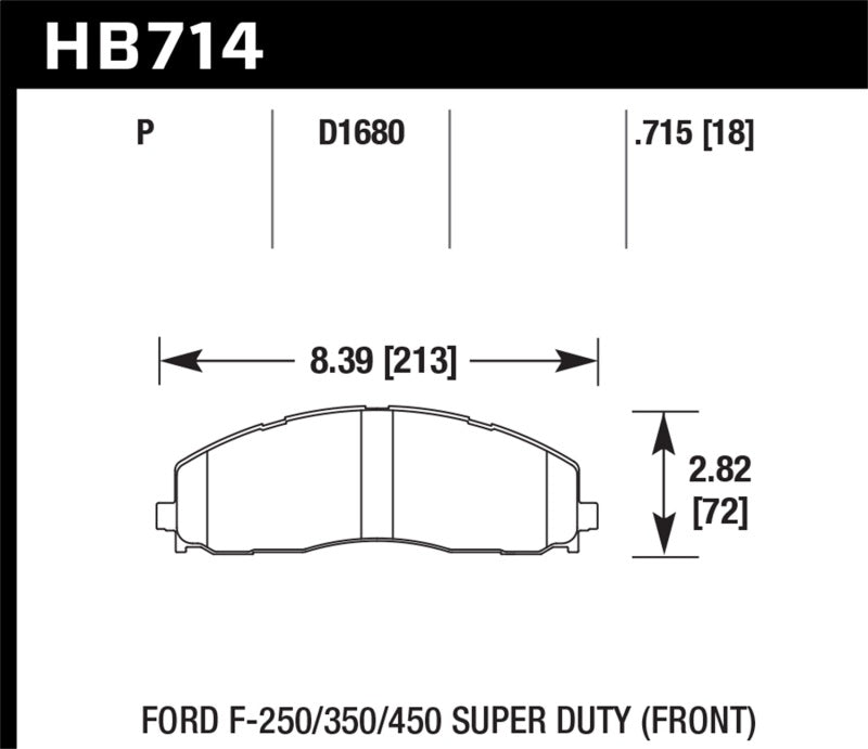 Hawk 2015 Ford F-250/350/450 Super Duty Front Brake Pads KHB714P.715