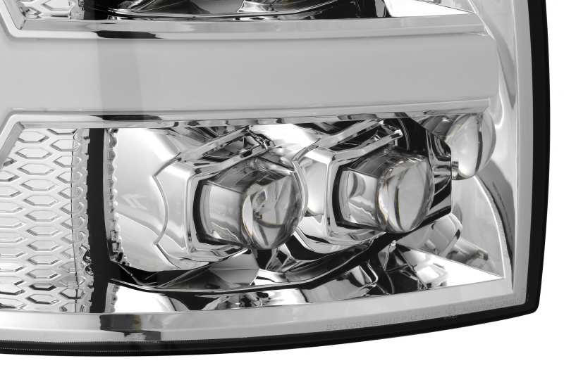 AlphaRex 07-13 Chevy 1500HD NOVA LED Proj Headlights Plank Style Chrm w/Activ Light/Seq Signal - GTR Auto