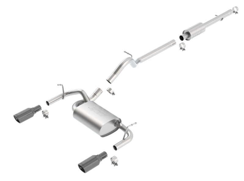 Borla 12-16 Jeep Wrangler 3.6L AT/MT 4DR 4WD S SQ RL AC SR 2.5in 2in TIP 3.5inx3.28in Black Chrome - GTR Auto