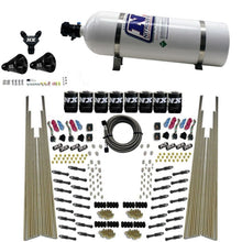 Load image into Gallery viewer, Nitrous Express 8 Cyl Dry Direct Port Four Stage 8 Solenoids Nitrous Kit (200-600HP) w/15lb Bottle 93306-15