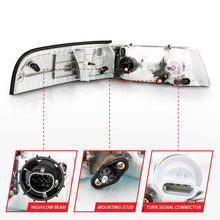 Load image into Gallery viewer, ANZO 1998-2005 Ford Crown Victoria Crystal Headlight Chrome With Bumper Light (OE) - GTR Auto