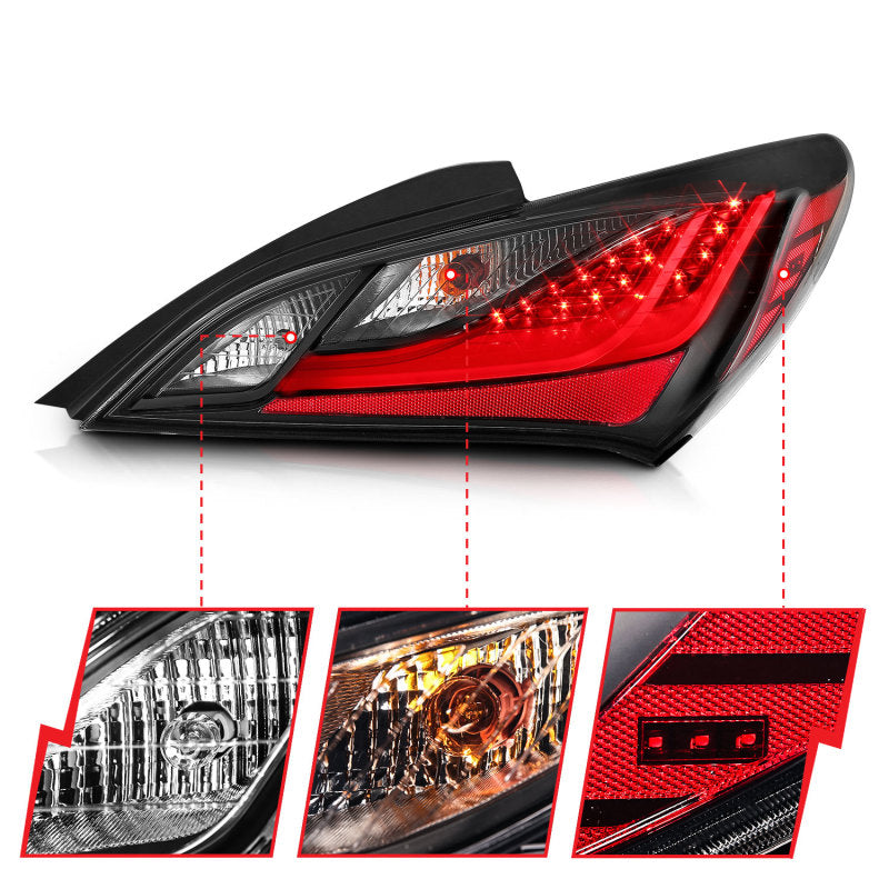 ANZO 10-13 Hyundai Genesis 2DR LED Taillights Smoke - GTR Auto