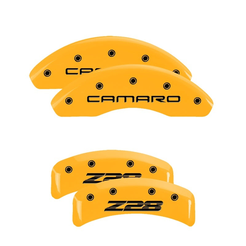 MGP 4 Caliper Covers Engraved Front Cursive/Challenger Engraved Rear RT Red finish silver ch - GTR Auto