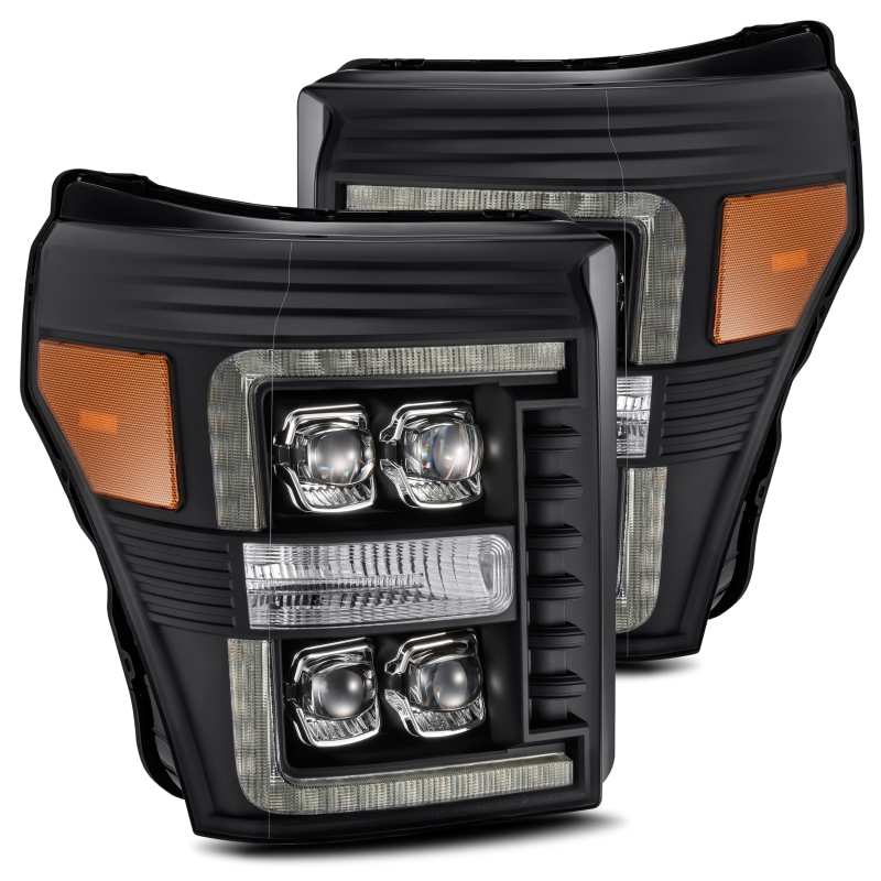 AlphaRex 11-16 Ford F-350 SD NOVA LED Projector Headlights Plank Style Blk w/Activ Light/Seq Signal - GTR Auto