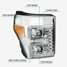 Load image into Gallery viewer, AlphaRex 11-16 Ford F-250 SD PRO-Series Projector Headlights Plank Style Design Chrome w/Seq Signal - GTR Auto