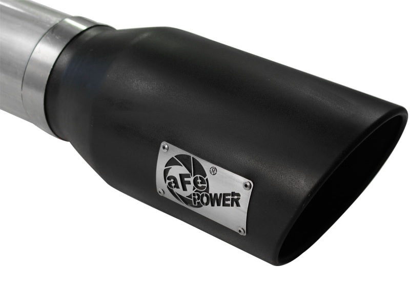 aFe MACHForce XP 5in DPF-Back Stainless Steel Exh Sys, Black tip, Ford Diesel Trucks 08-10 V8-6.4L