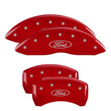 Load image into Gallery viewer, MGP 4 Caliper Covers Engraved Front &amp; Rear Oval logo/Ford Red finish silver ch - GTR Auto