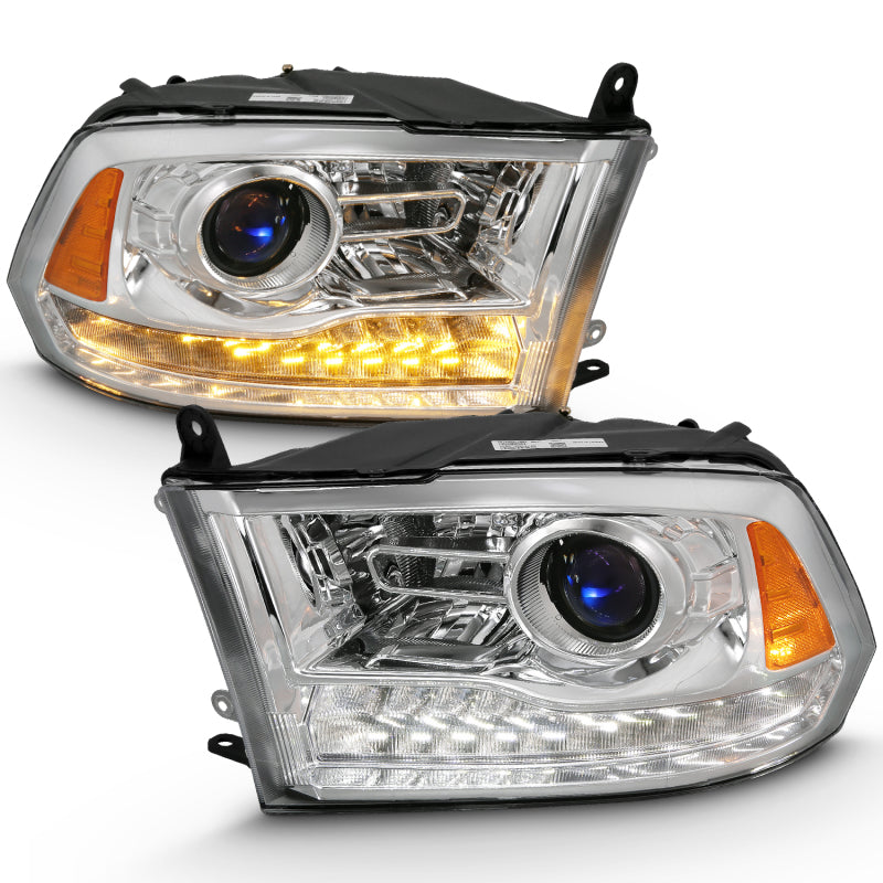 ANZO 2009-2018 Dodge Ram 1500 Projector Plank Style Switchback H.L Halo Chrome Amber (OE Style) - GTR Auto