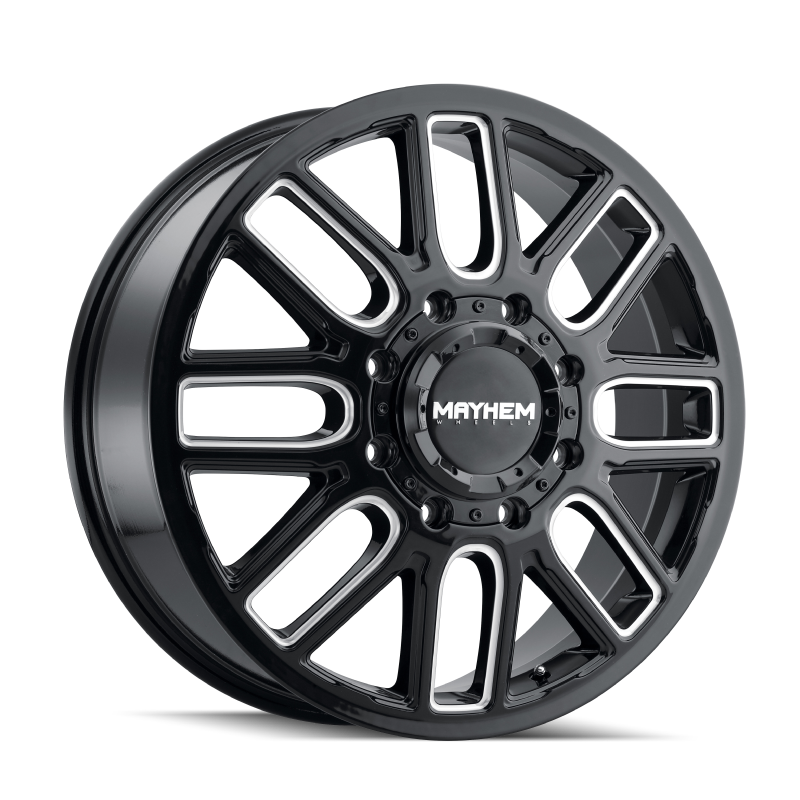 Mayhem 8107D Cogent Dually 20x8.25/8x165.1 BP/115mm Offset/121.3mm Hub Black w/ Milled Spokes Wheel - GTR Auto