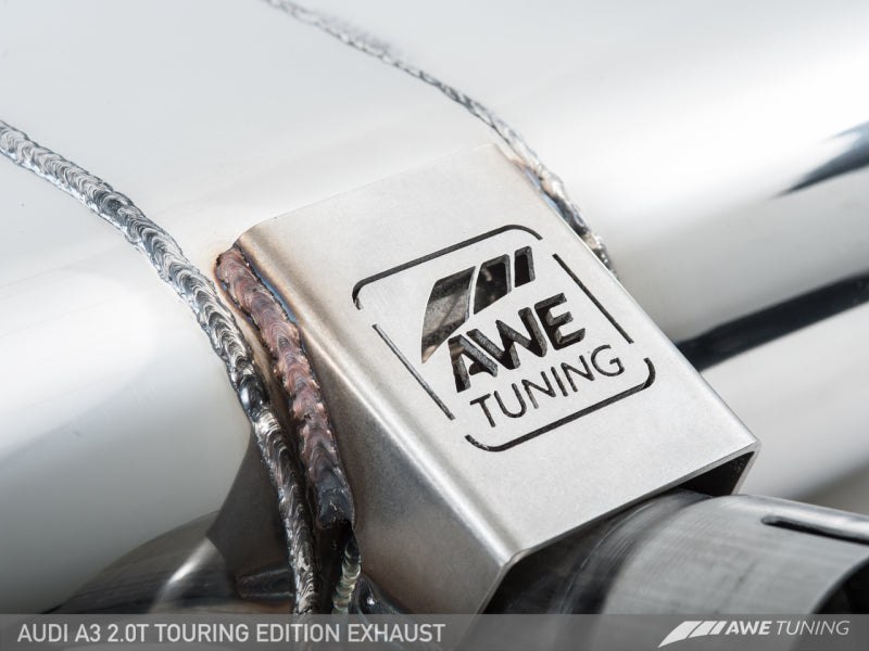 AWE Tuning Audi 8V A3 Touring Edition Exhaust - Dual Outlet Diamond Black 90 mm Tips - GTR Auto