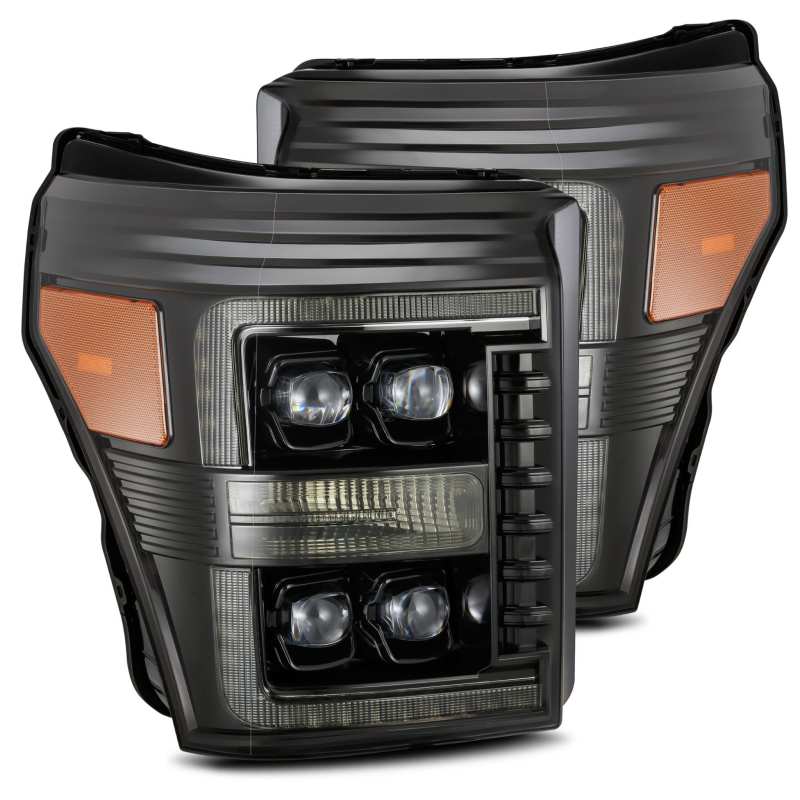 AlphaRex 11-16 Ford F-350 SD NOVA LED Proj Headlights Plank Style Alpha Blk w/Activ Light/Seq Signal - GTR Auto
