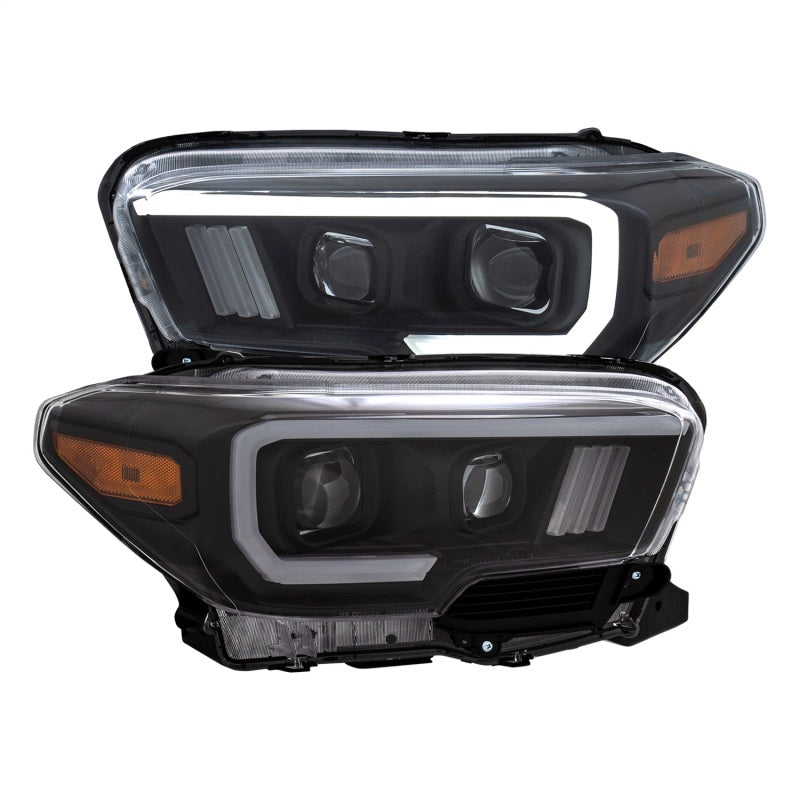 ANZO 2016-2017 Toyota Tacoma Projector Headlights w/ Plank Style Switchback Black w/ Amber w/ DRL - GTR Auto