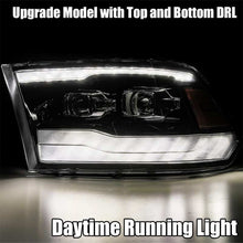 Load image into Gallery viewer, AlphaRex 09-18 Dodge Ram 1500HD LUXX LED Proj Headlights Plnk Style Blk w/Activ Light/Seq Signal/DRL - GTR Auto