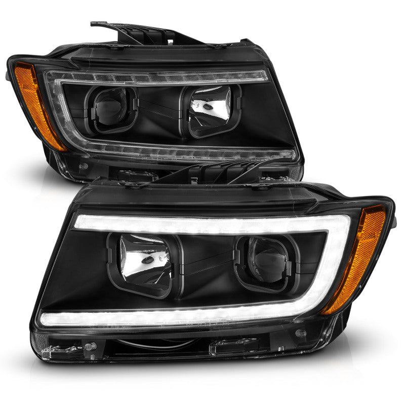 ANZO 11-13 Jeep Grand Cherokee (Factory Halogen Only) Projector Headlights w/Light Bar Swtchbk Black - GTR Auto
