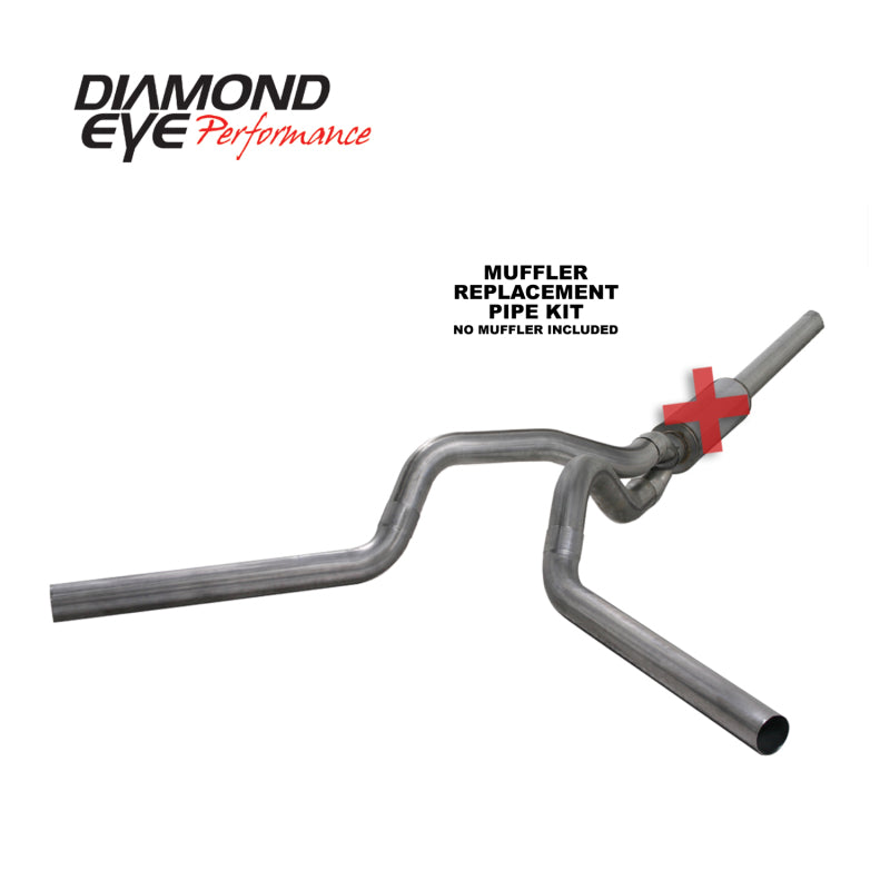 Diamond Eye KIT 4in Catback MFLR RPLCMENT PIPE DUAL SS: 2004.5-2007.5 DODGE CUMMINS 600 - GTR Auto