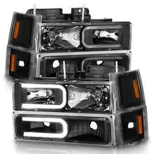 Load image into Gallery viewer, ANZO 88-98 Chevrolet C1500 Crystal Headlights w/ Light Bar Black Housing w/ Signal Side Markers 8Pcs - GTR Auto