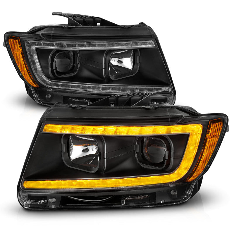 ANZO 11-13 Jeep Grand Cherokee (Factory Halogen Only) Projector Headlights w/Light Bar Swtchbk Black - GTR Auto