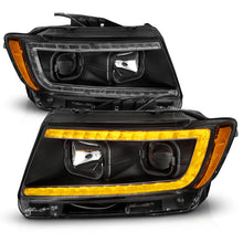 Load image into Gallery viewer, ANZO 11-13 Jeep Grand Cherokee (Factory Halogen Only) Projector Headlights w/Light Bar Swtchbk Black - GTR Auto