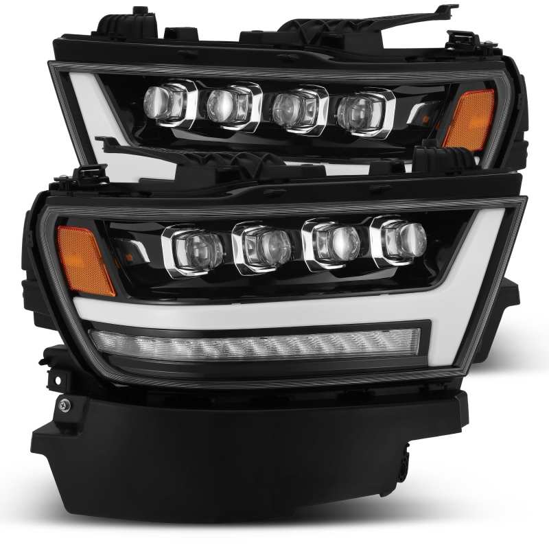 AlphaRex 19-20 Ram 1500HD NOVA LED Proj Headlights Plank Style Gloss Blk w/Activ Lght/Seq Signal/DRL - GTR Auto