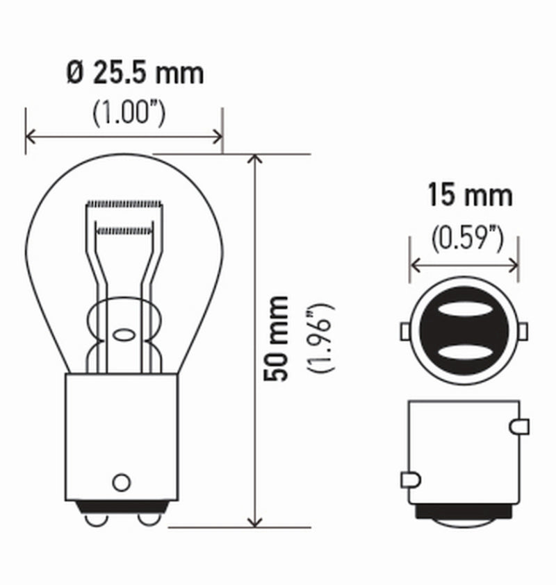 Hella Bulb 1034 12V 23/8W Bay15D S8 (2) - GTR Auto