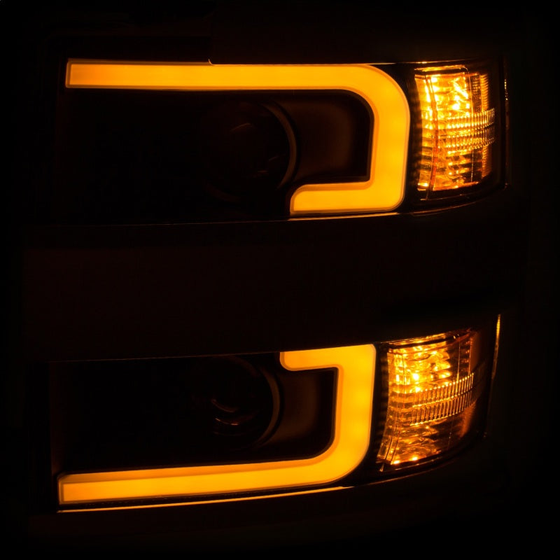 ANZO Projector Headlights 15-17 Chevrolet Silverado 2500HD / 3500HD Black w/ Chrome Rim - GTR Auto