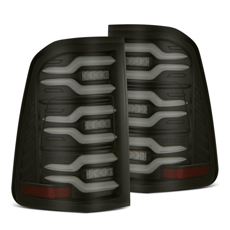 AlphaRex 19-21 Dodge Ram 1500 Luxx-Series LED Tail Lights Black w/Activ Light/Seq Signal - GTR Auto
