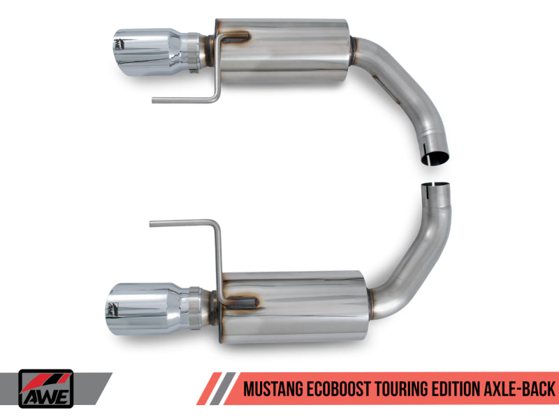 AWE Tuning S550 Mustang EcoBoost Axle-Back Exhaust - Touring Edition (Chrome Silver Tips)