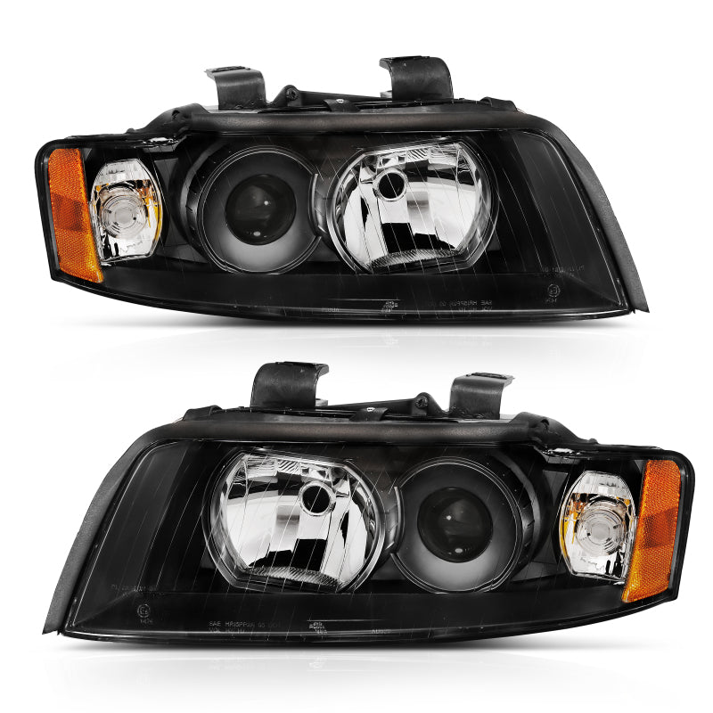 ANZO 2002-2005 Audi A4 Projector Headlight Black G2 (Halogen Type) - GTR Auto