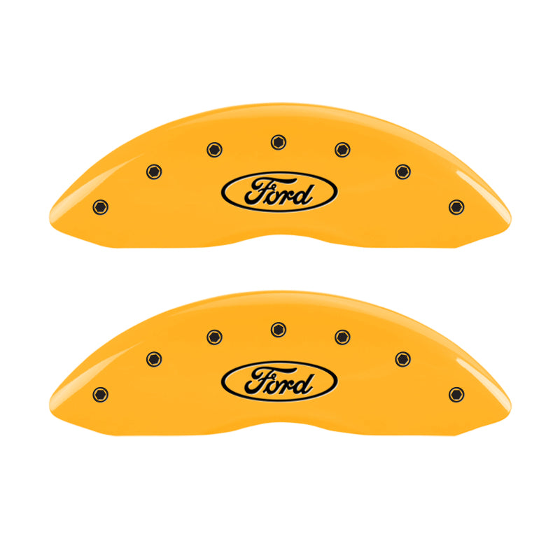 MGP 4 Caliper Covers Engraved Front & Rear Oval logo/Ford Yellow finish black ch - GTR Auto