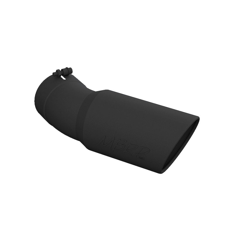 MBRP Universal Tip 6in OD 5in Inlet 15.5in Length 30 Deg Bend Angled Rolled End Black - GTR Auto