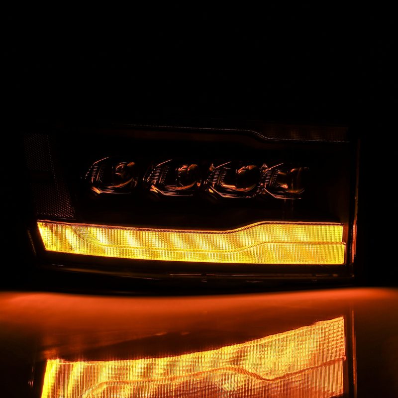 AlphaRex 06-08 Dodge Ram 1500HD NOVA LED ProjHeadlights Plank Style Blk w/Seq Signal/DRL/Amber LED - GTR Auto