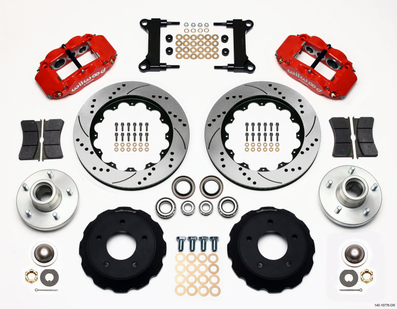 Wilwood Narrow Superlite 6R Front Hub Kit 14.00in Drill Red Chevy C-10 60-87 CPP Drop Spindle - GTR Auto