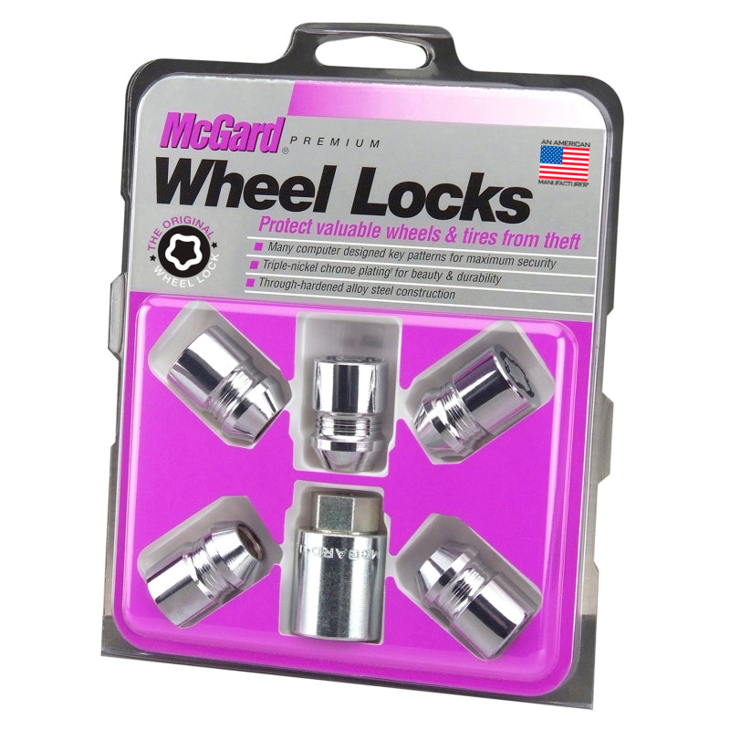 McGard Wheel Lock Nut Set - 5pk. (Cone Seat) M12X1.25 / 3/4 Hex / 1.28in. Length - Chrome - GTR Auto