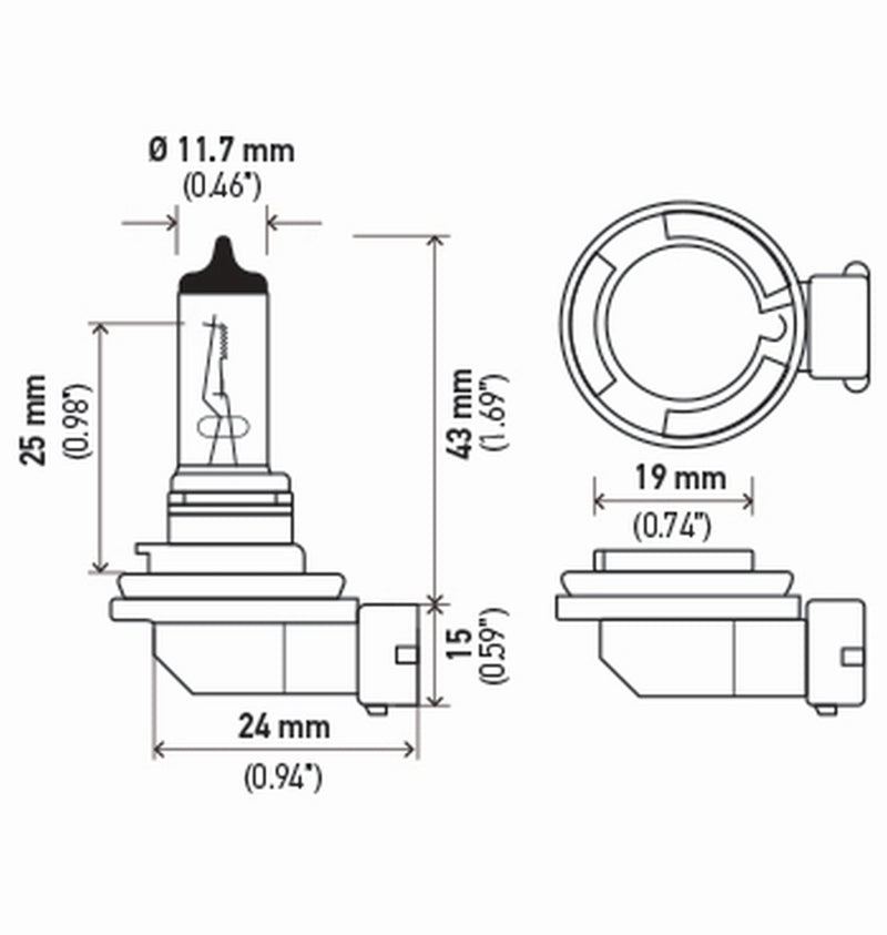 Hella H11 12V 55W PGJ19-2 HP2.0 Performance Halogen Bulb - Pair - GTR Auto