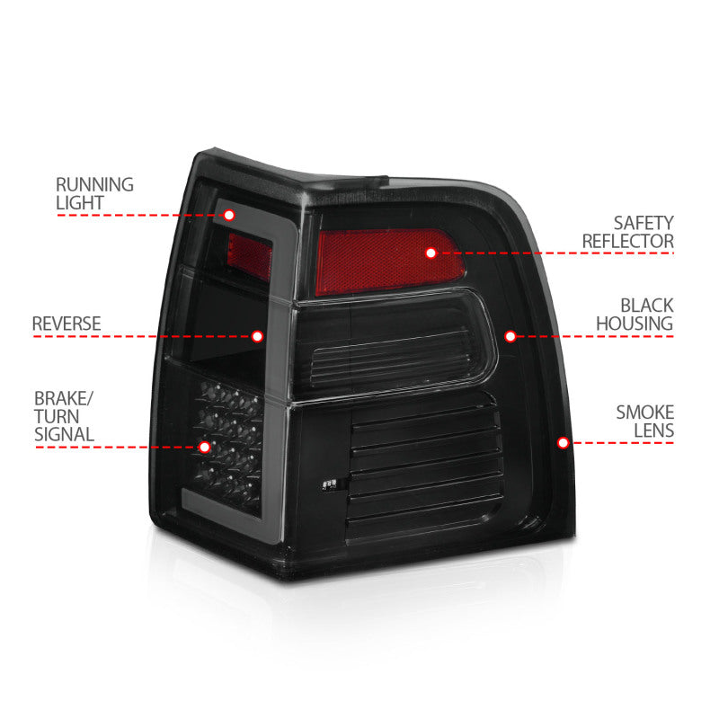 ANZO 07-17 Ford Expedition LED Taillights w/ Light Bar Black Housing Smoke Lens - GTR Auto