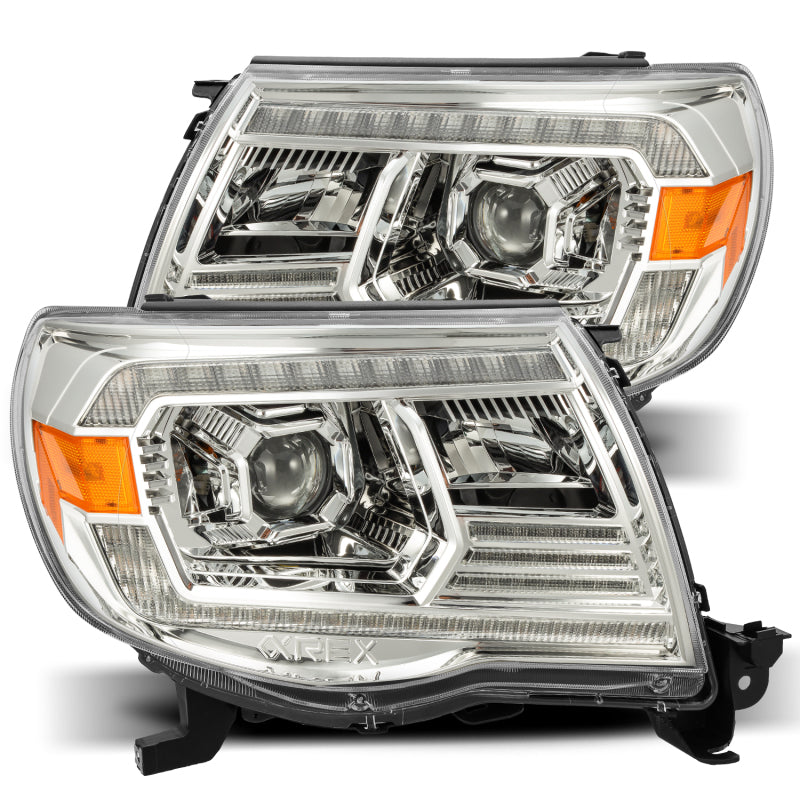 AlphaRex 05-11 Toyota Tacoma PRO-Series Projector Headlights Plank Style Design Chrome w/DRL - GTR Auto