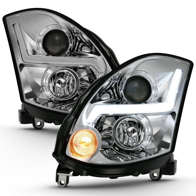 ANZO 2003-2007 Infiniti G35 Projector Headlight Plank Style Black (HID Compatible, No HID Kit ) - GTR Auto