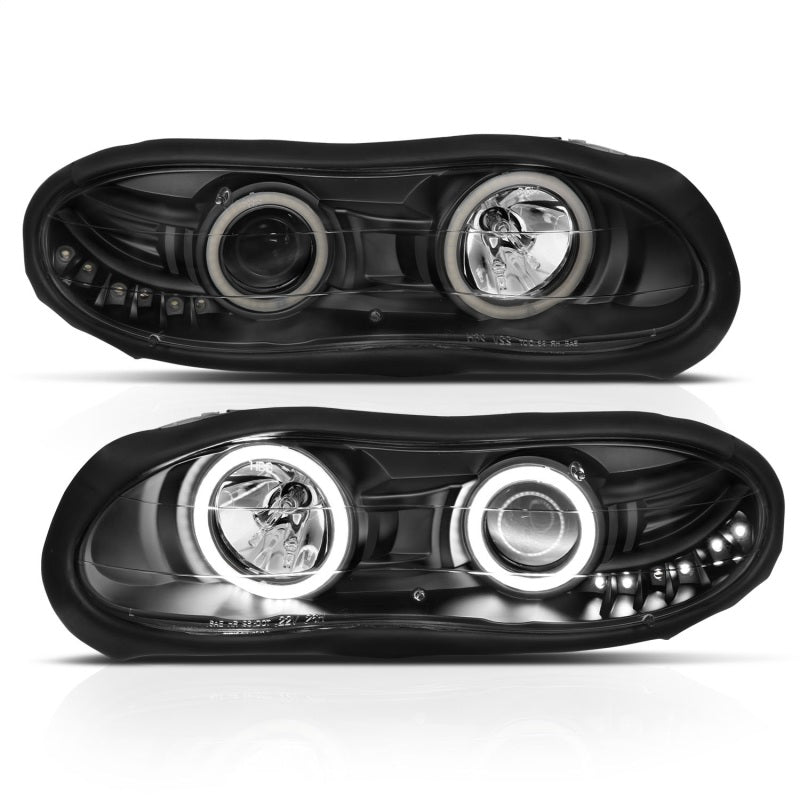 ANZO 1998-2002 Chevrolet Camaro Projector Headlights w/ Halo Black - GTR Auto