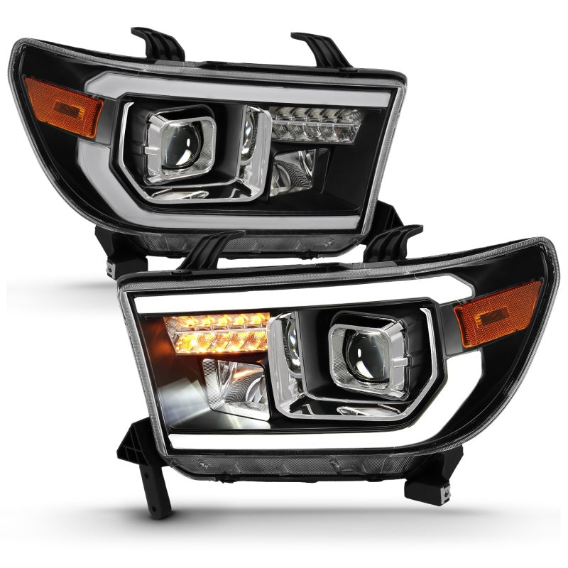 ANZO 2007-2014 Toyota Tundra Projector Light Bar H.L Black Amber(Led High Beam) (Halogen Version) - GTR Auto
