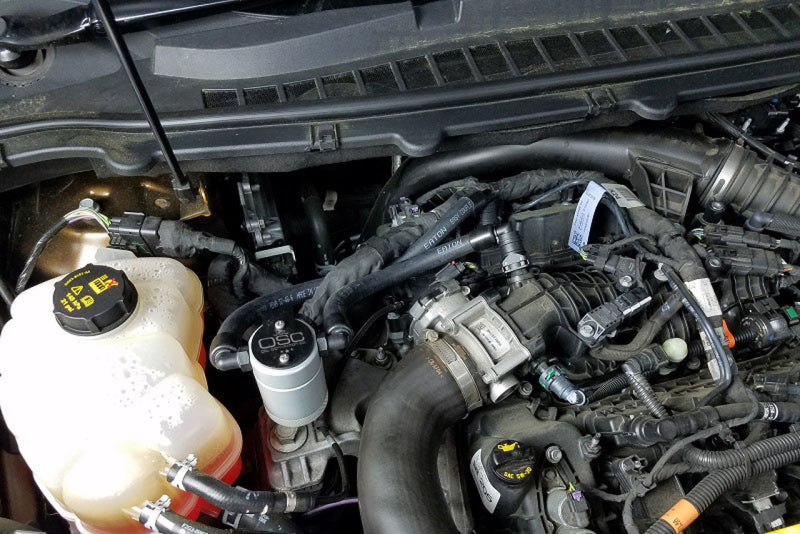 J&amp;L 2015-2024 Ford Edge Sport/ST Passenger Side Oil Separator 3.0 - Clear Anodized - GTR Auto