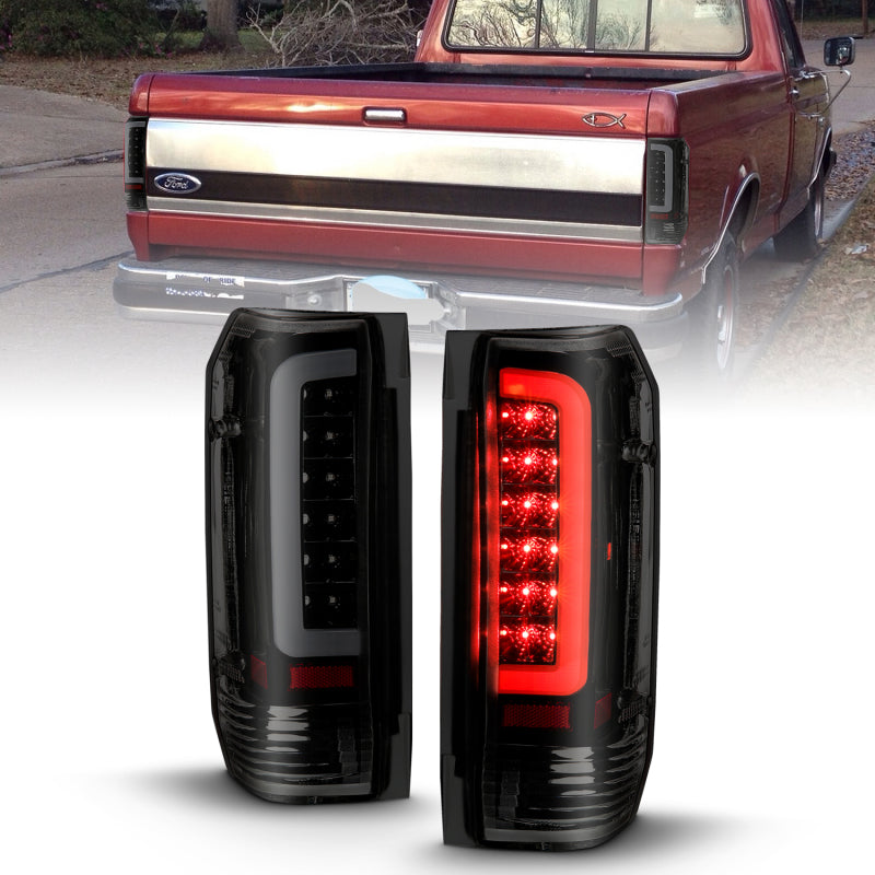 ANZO 1987-1996 Ford F-150 LED Taillights Black Housing Smoke Lens (Pair) - GTR Auto